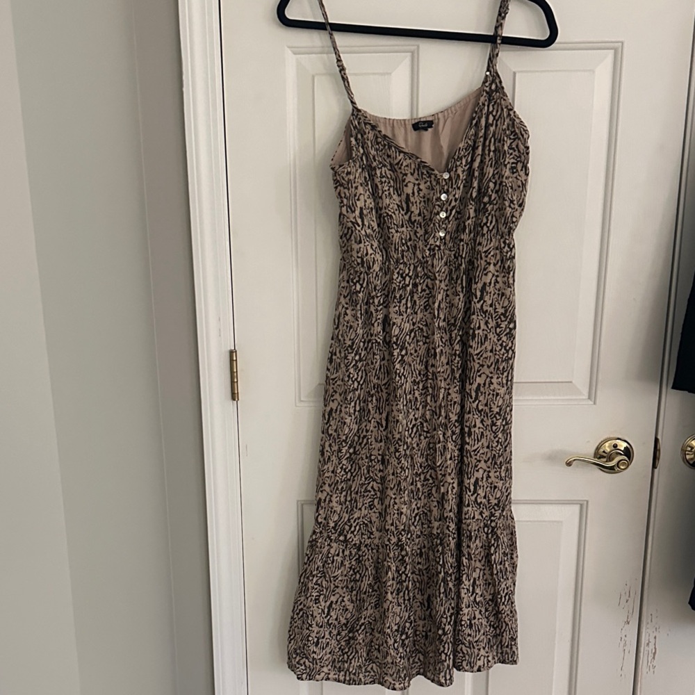 Rails Tan and Black Patterned Midi Dress